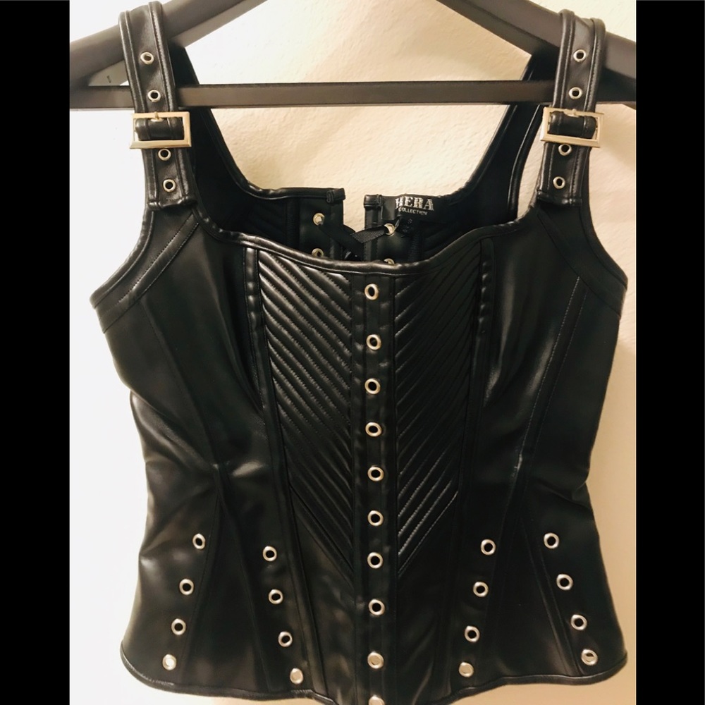 Hera Collection Faux Leather Bustier Top
